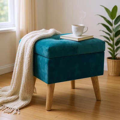 Bourquin 33Cm Velvet Square Footstool