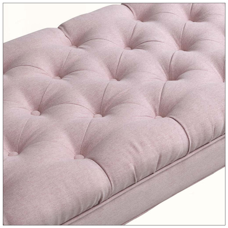 Banc bout de lit capitonné, grand repose-pieds rembourré, repose-pieds avec pieds, tabouret avec accoudoirs roulés, banc rembourré en tissu