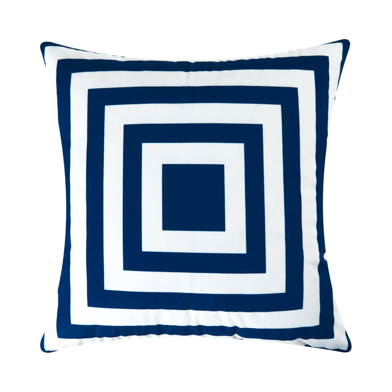 Housse de coussin Lendsey, Bleu marine / blanc