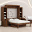 Lit escamotable moderne avec bureau intégré, armoires de rangement et tablettes Modern-129239930
