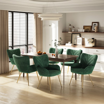 Plush Velvet Upholstered Armchair with Metal Legs