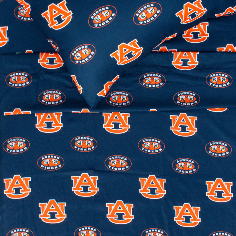 NCAA Sheet Set, Twin XL Sheet Set + Fitted Sheet + Pillowcase, Auburn