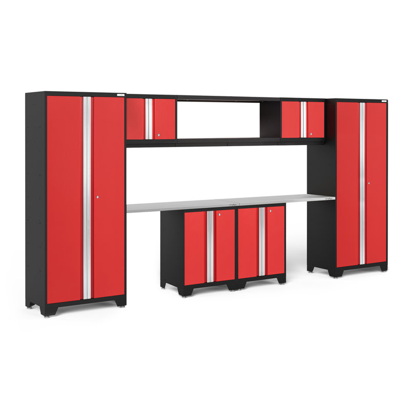 Ensemble d'armoires de rangement 9 pièces Bold 3.0 Series, Rouge, Acier inoxydable