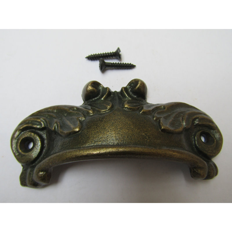 Feathered Cup Pull Handle Antique Iron, Antique Brass