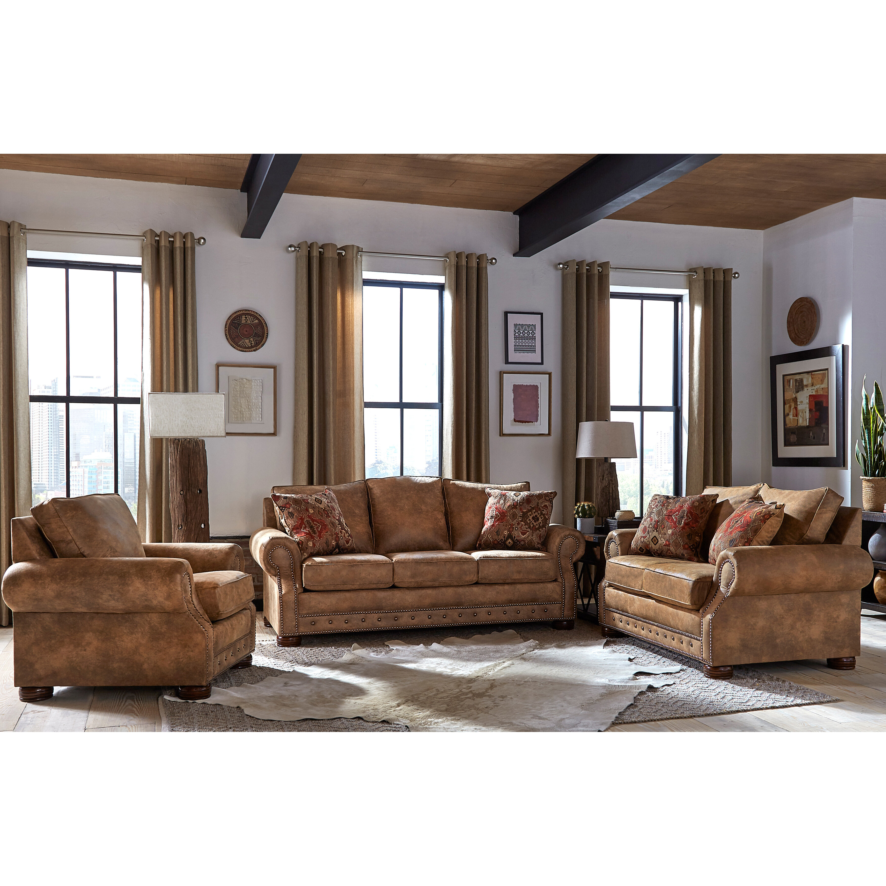 loon peak® gabrielle 3 - piece living room set | wayfair