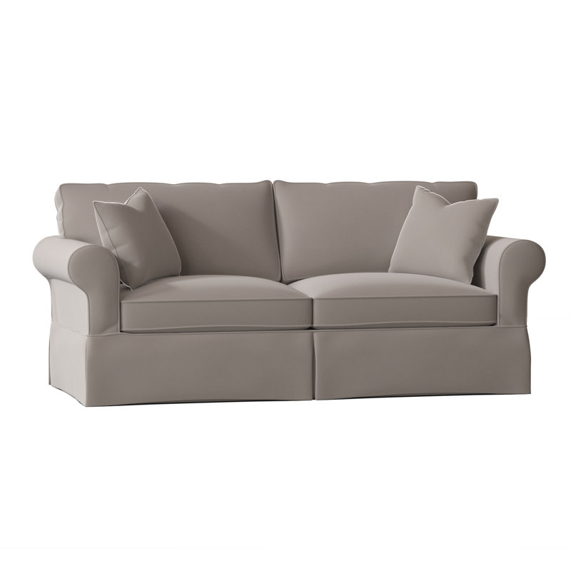 Lit-couchette à accoudoirs arrondis avec coussins réversibles de 84 po Kingsbridge, Ciment Akiko, Gris anthracite Bocci