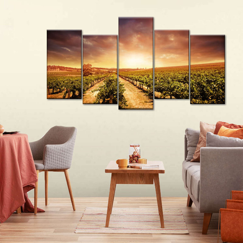 " Vineyards " 5 - Pieces, 24" H x 49" W x 1.25" D