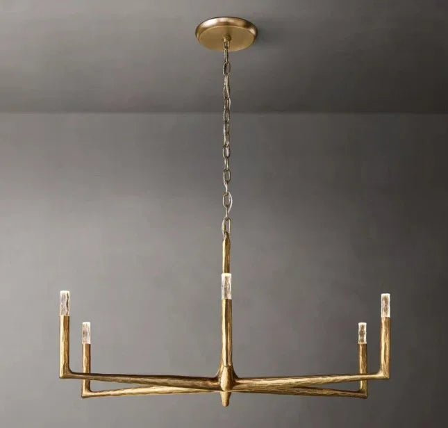 Lustre rond en laiton 36 po Birch, 23" H x 36" W x 36" D