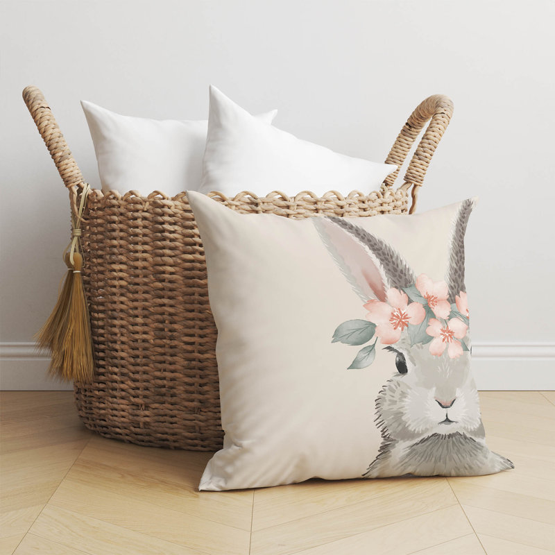 Bunny Ivory Pillow, 20" H x 20" W