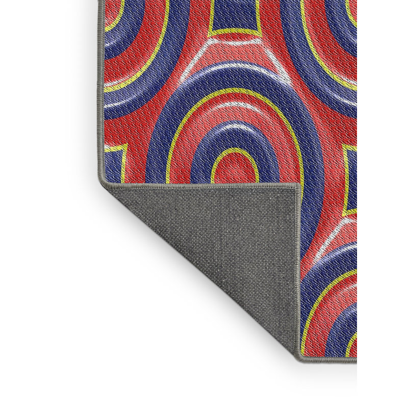 Tapis rouge/noir tissé à la machine, Rectangle 8 pi x 10 pi