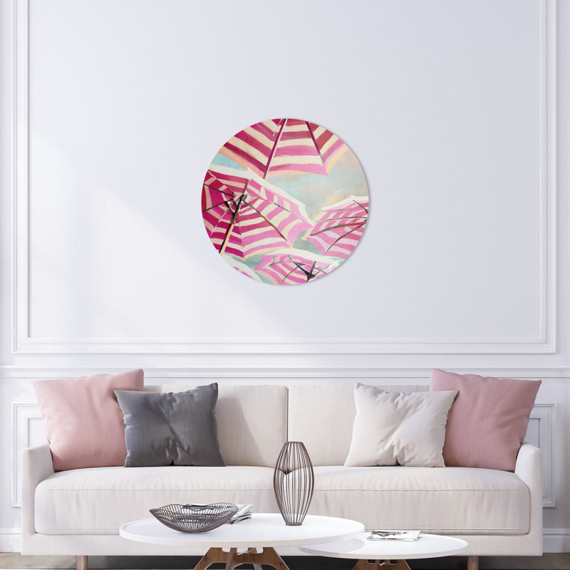 Playa Parasols Round Acrylic Art by Oliver Gal, 16" H x 16" W
