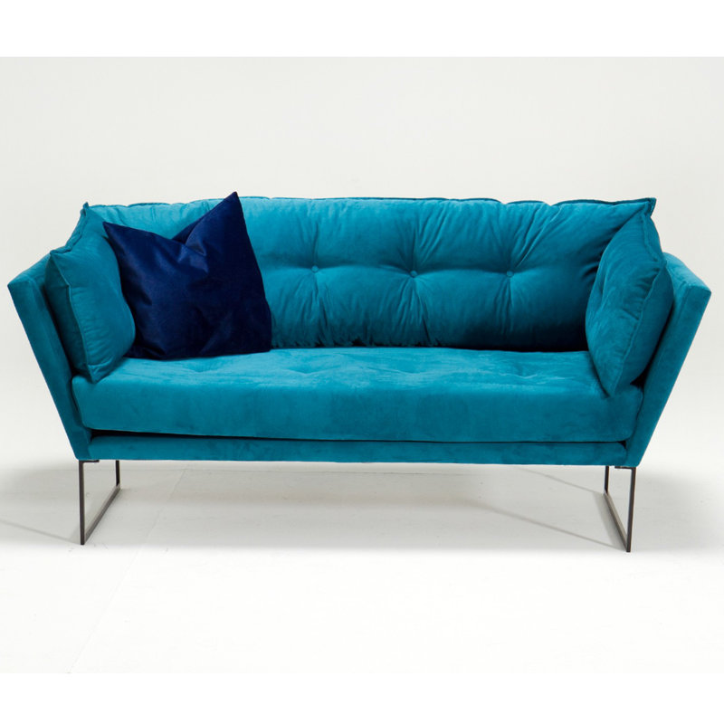 Causeuse rembourrée Hamdia, 100 % polyester turquoise