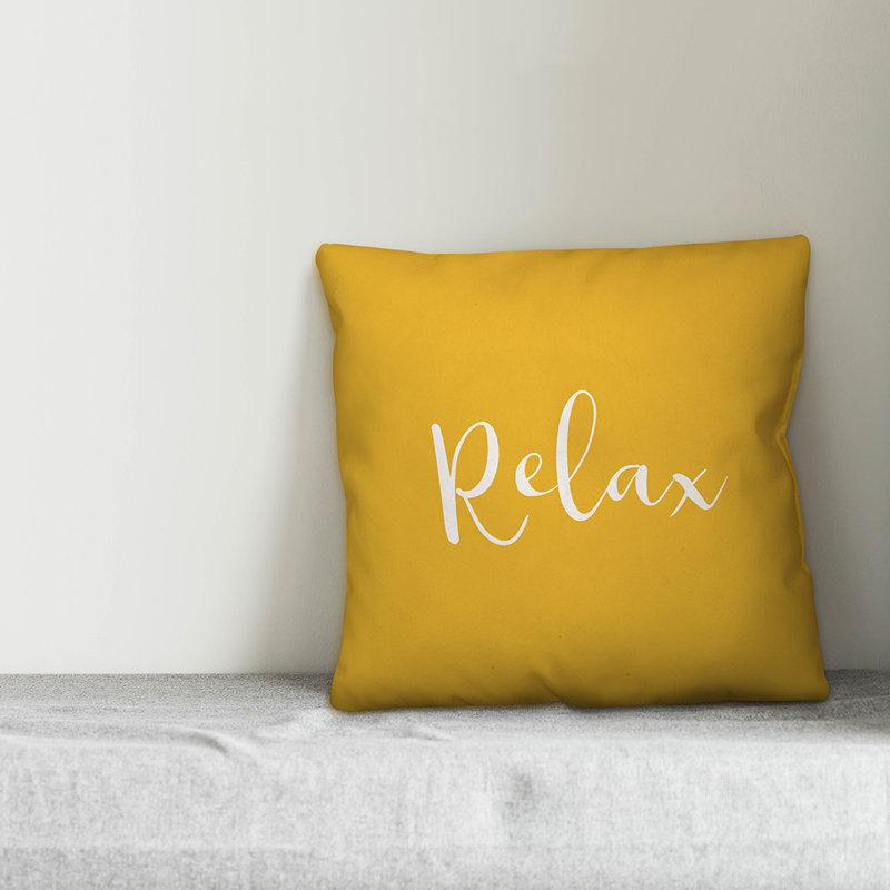  Coussin intérieur / extérieur Relax Bold, H 18 po x l 18 po, Jaune