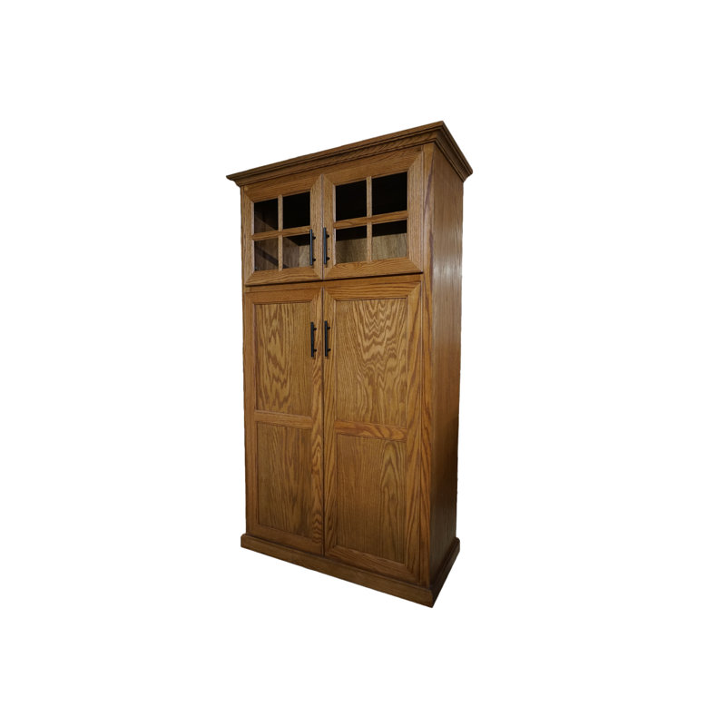 Garde-manger traditionnel en chêne massif avec rangement supérieur, Marron foncé