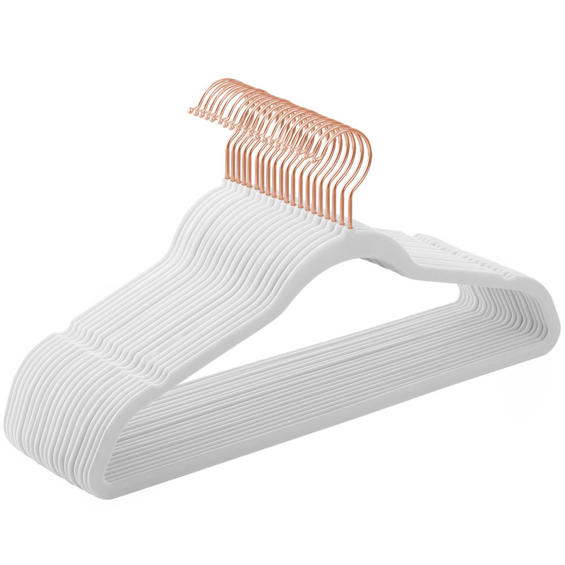 Taequan Non-Slip Standard Hanger, White/Rose Gold, 20