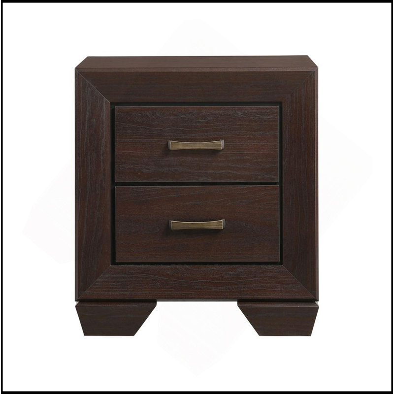 Table de chevet en MDF avec 2 tiroirs au fini cacao foncé