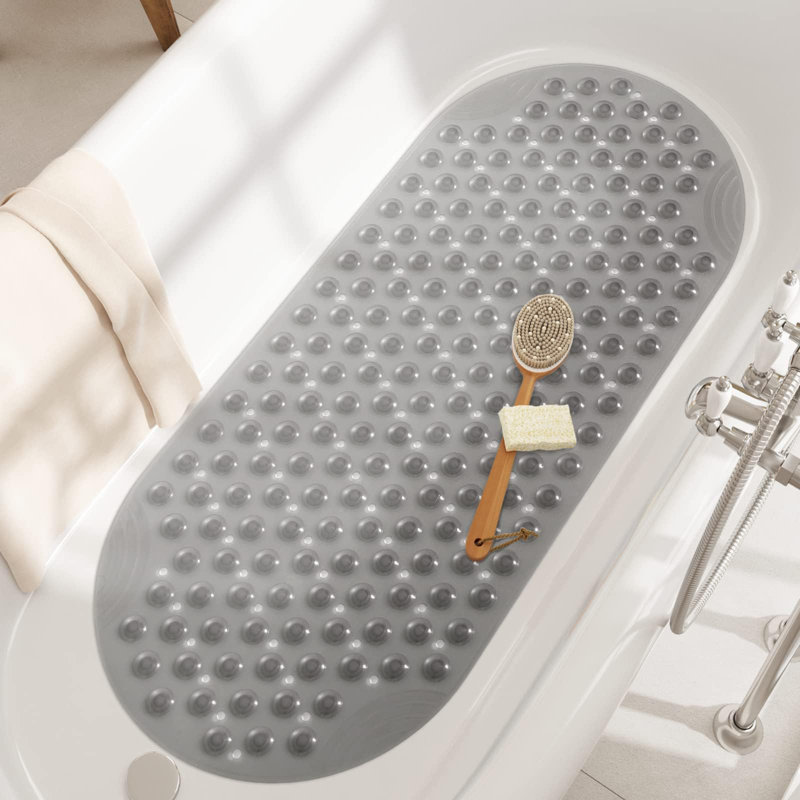 Delapaz Plastic / Acrylic Non-Slip Shower Mat, Light Gray