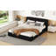 Grand lit plateforme tapissier, noir