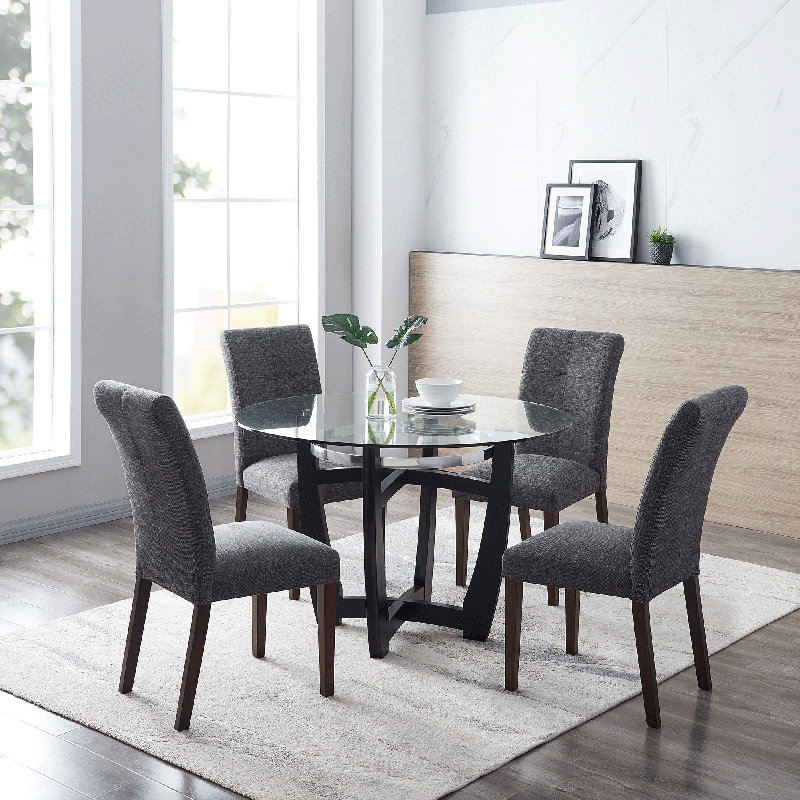 Ensemble repas pour 4 personnes Gursharon, H 30,94 po x L 48 po x l 48 po, Gris foncé