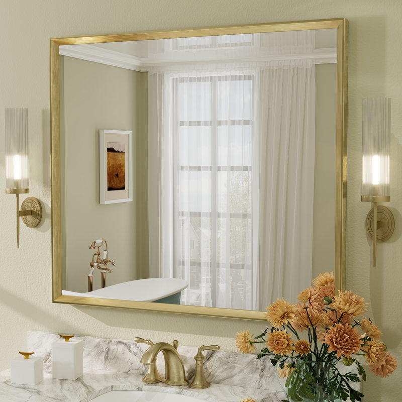 Miroir mural Amara, 40" x 36", Brushed Gold