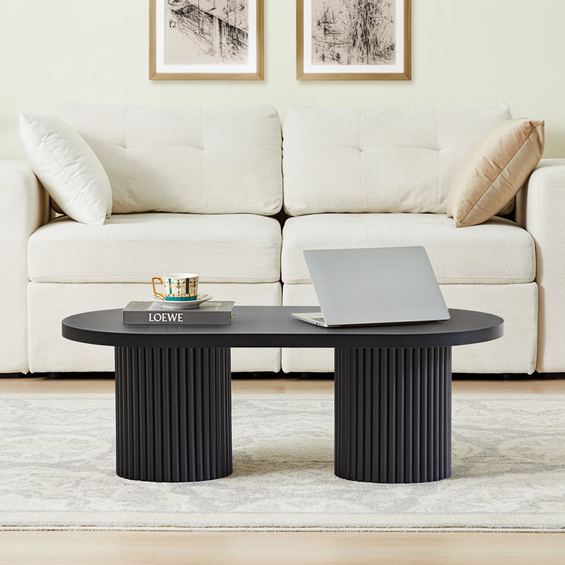 Table basse ovale simple 39,38 po, Noir