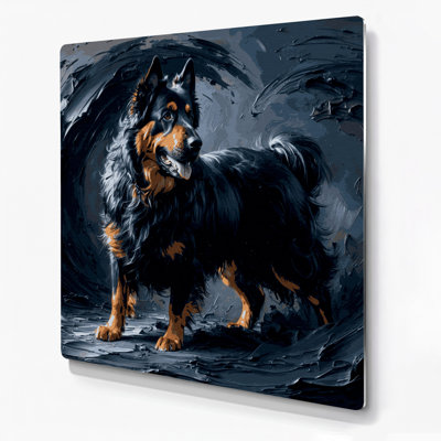 Chiens, berger belge, art mural en métal bleu