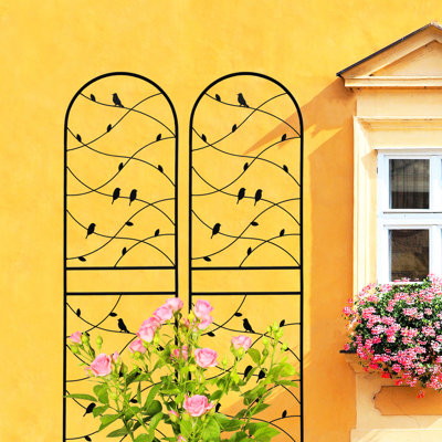 Paquet de 4 treillis de jardin en métal 86,7 po x 19,7 po - Support pour plantes grimpantes d'extérieur antirouille noir 86,7 po x 19,7 po, support pour 4 plantes grimpantes