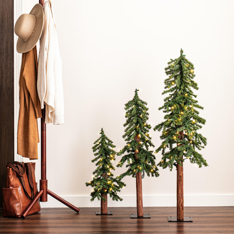Natural Alpine Lighted Artificial Cedar Christmas Tree