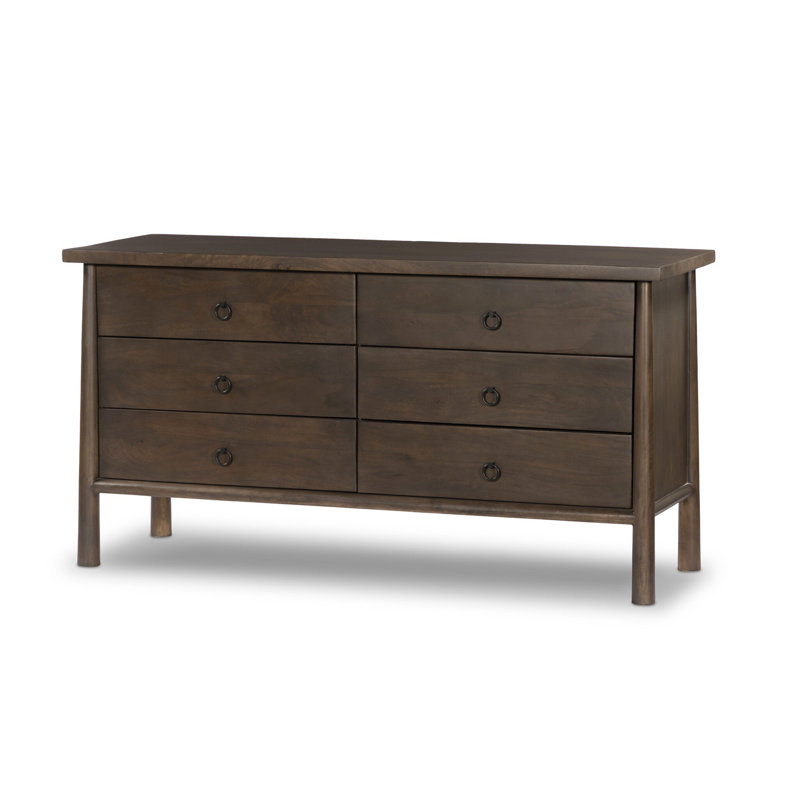Freddie 6 Drawer Dresser-Brown, Brown