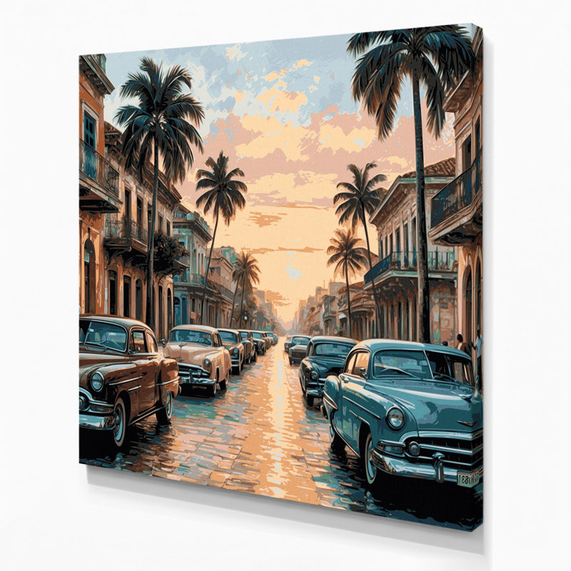 Art mural sur toile noire avec cités cités, H 16 po x l 16 po