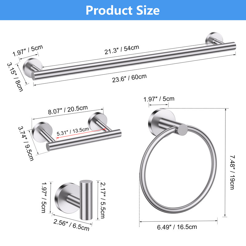 5 Piece Bathroom Hardware Set (set Of 5), Brushed Nickel