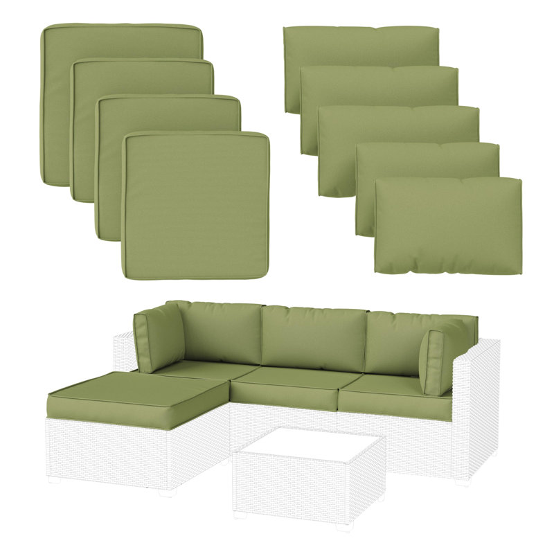 Ensemble de coussins de patio modulaire pour 3 sièges Wynee 9Pcs, Vert clair