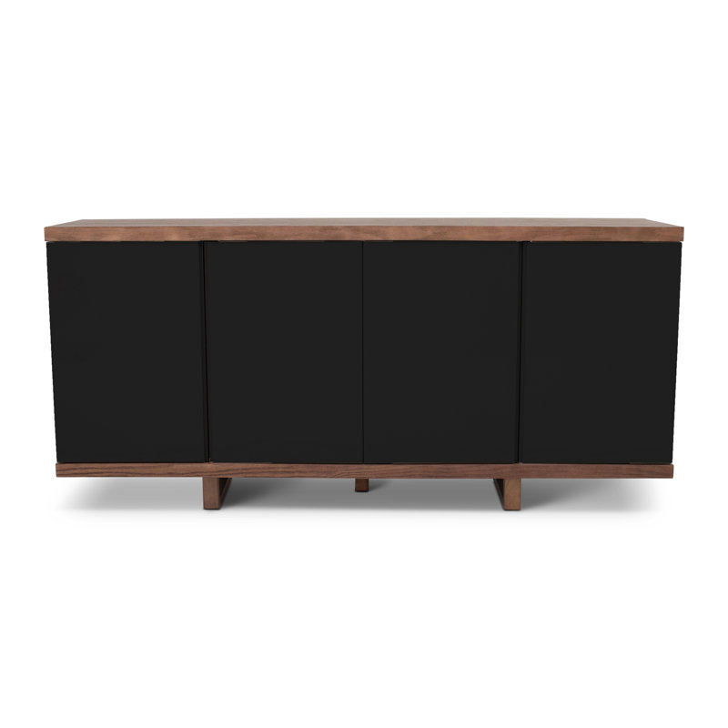 Modern Brazilian 71'' W Solid Wood Sideboard, Nogal/Black