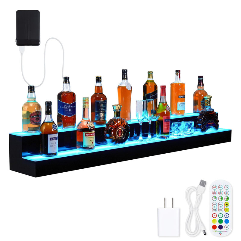 Tablette pour bouteilles de boissons alcoolisées à DEL, tablettes de bar à DEL avec télécommande et contrôle des applications