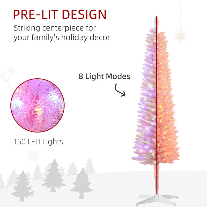 Arbre de Noël artificiel 5 pi avec 5 branches colorées et 150 lumières DEL colorées, H 4,9 pi