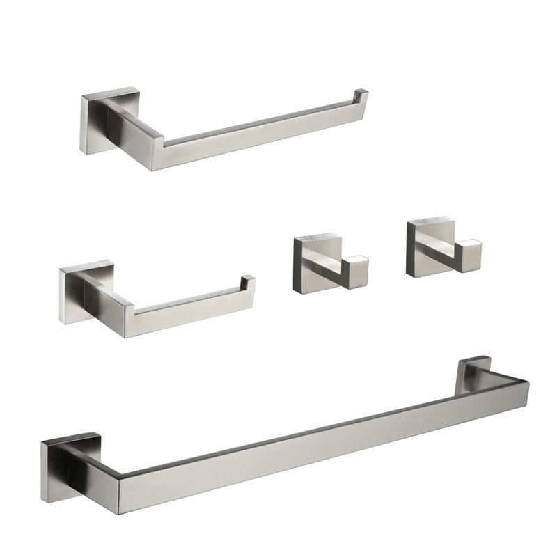 Ensemble de quincaillerie de salle de bain 5 pièces, Nickel brossé