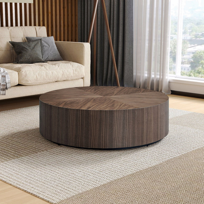 Table basse en panneau de fibres à densité moyenne, table basse ronde moderne de 35,43 pouces pour le salon, table basse centrale