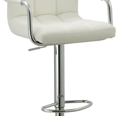 Tabouret de bar contemporain à accoudoirs pivotants réglables avec coussin, blanc