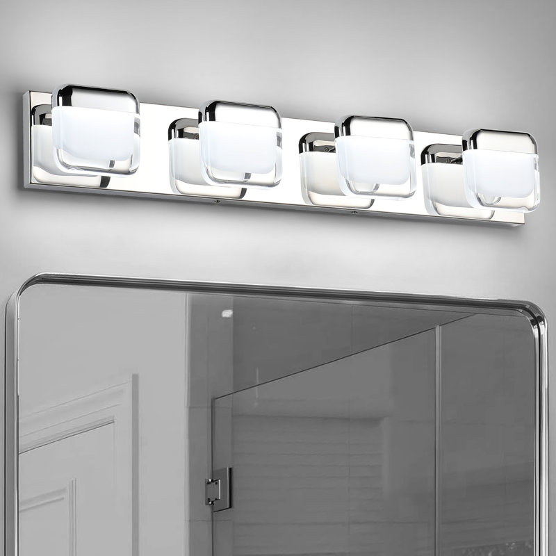 Rardin LED Vanity Light with Clear Acrylic Shade, High Transmittance and Dimmable 5500K, 4, Chrome