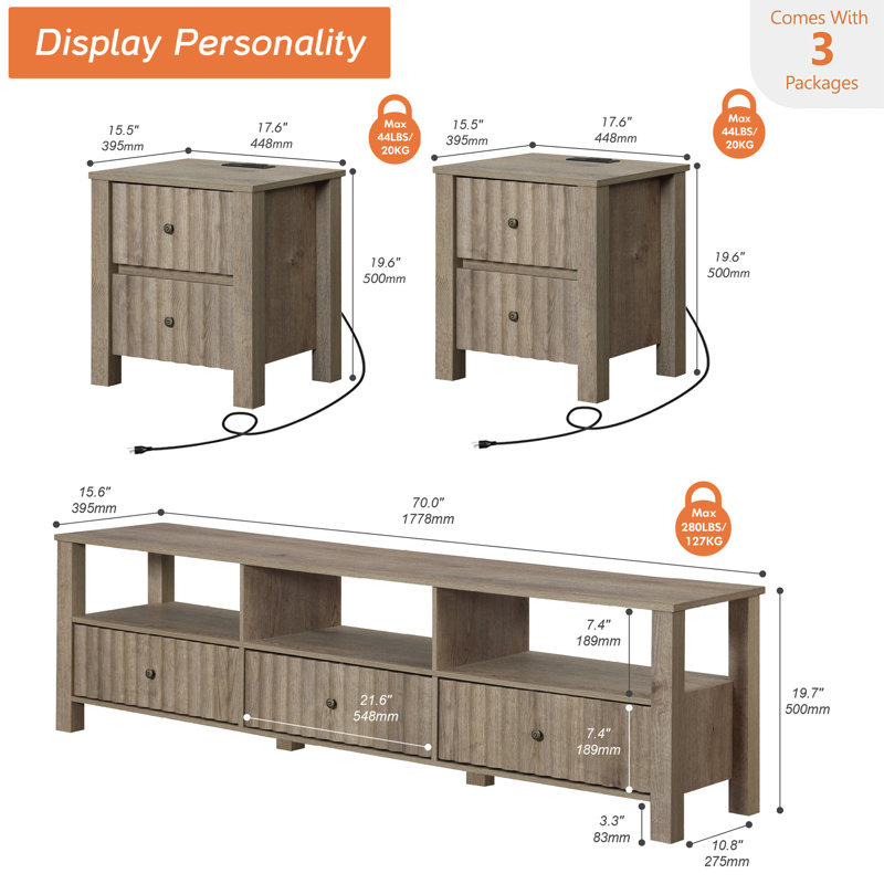 Keyston Unfinished TV Stand for TVs up to 88"