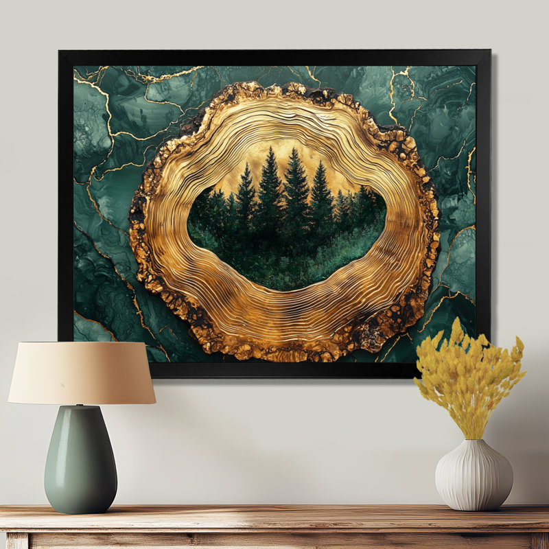 Forêt de pins sur un horizon émeraude - Décoration murale forêt, Reproduction d'une seule photo avec cadre, H 30 po x l 40 po
