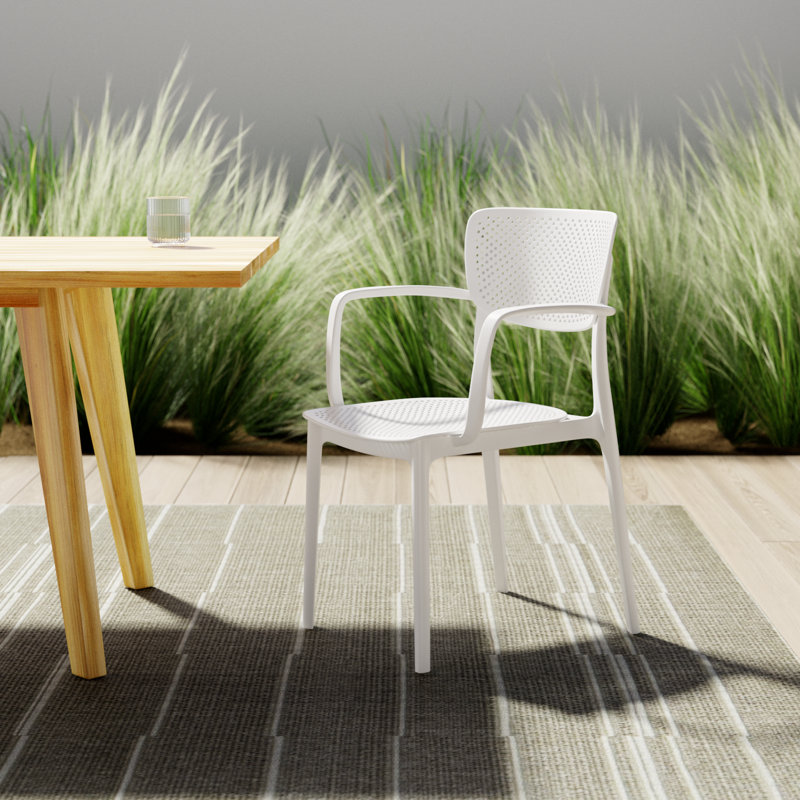 Farrah Stacking Patio Dining Armchair, White