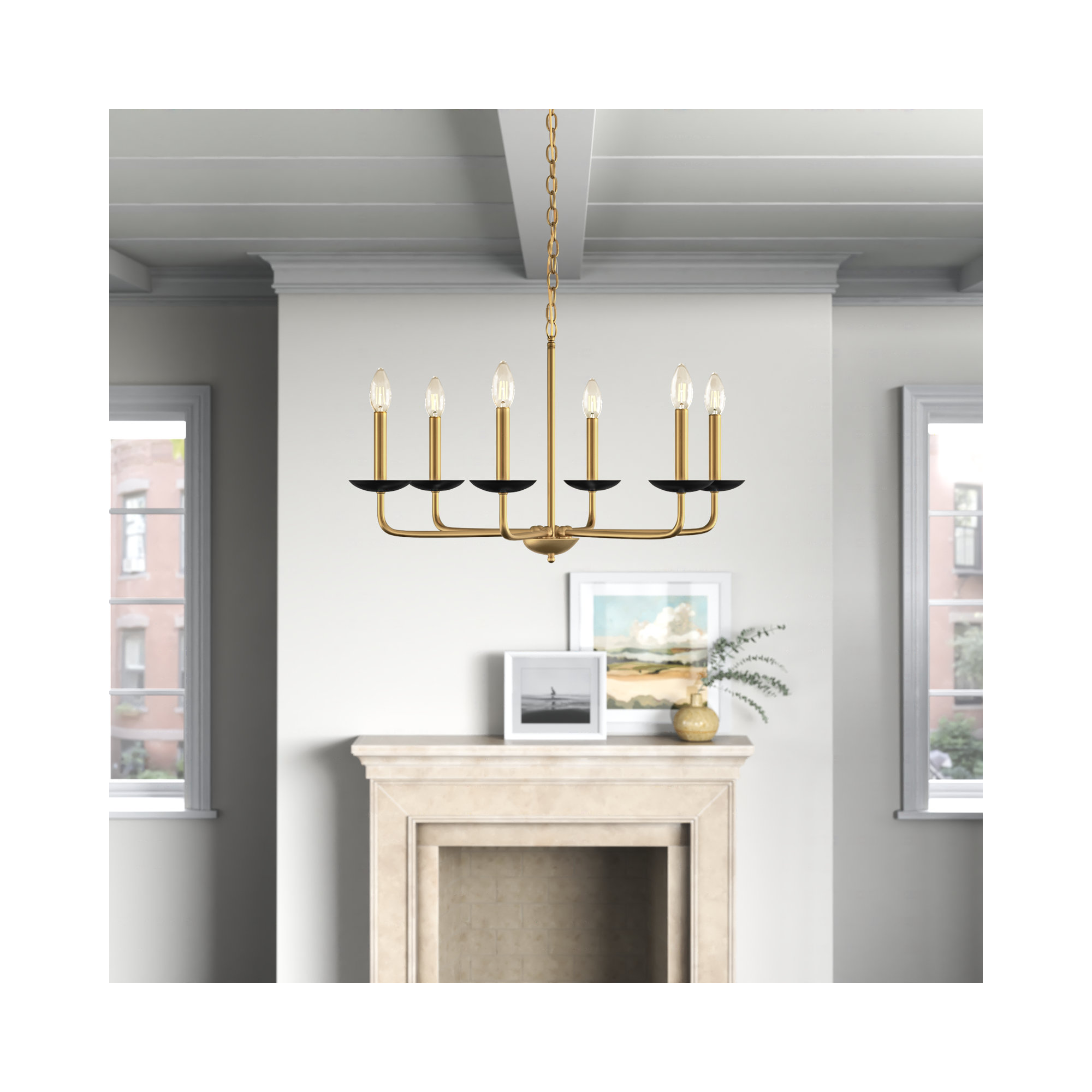 Baltray 6 - Light Steel Dimmable Chandelier, Black, 18.5" H x 30" W x 30" D
