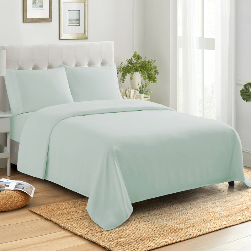 100% Cotton Percale 4-Piece Solid Sheet Set, Ivory, King