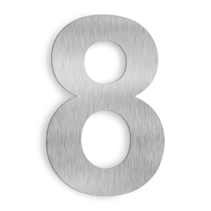 Barton 6-Inch Floating Mount Steel House Number for Address Sign (Black), Silver, 8