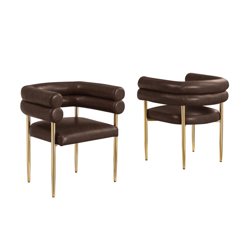 Chaises d'appoint à motif tubulaire Leathaire, Espresso