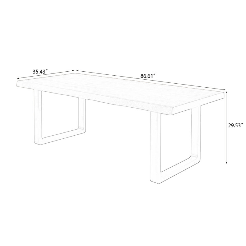Nut-Brown Rectangular Solid Wood Dining Table, 29.53" H x 86.61" W x 35.43" D