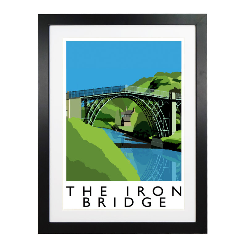 'The Iron Bridge' by Richard O'Neil - Print, 54 cm H x 44 cm W x 2.2 cm D, Black Wood Frame