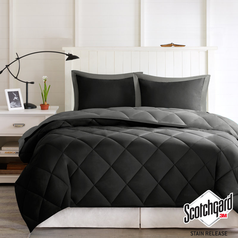 Twin Black/Grey Reversible Down Alternative Comforter Set