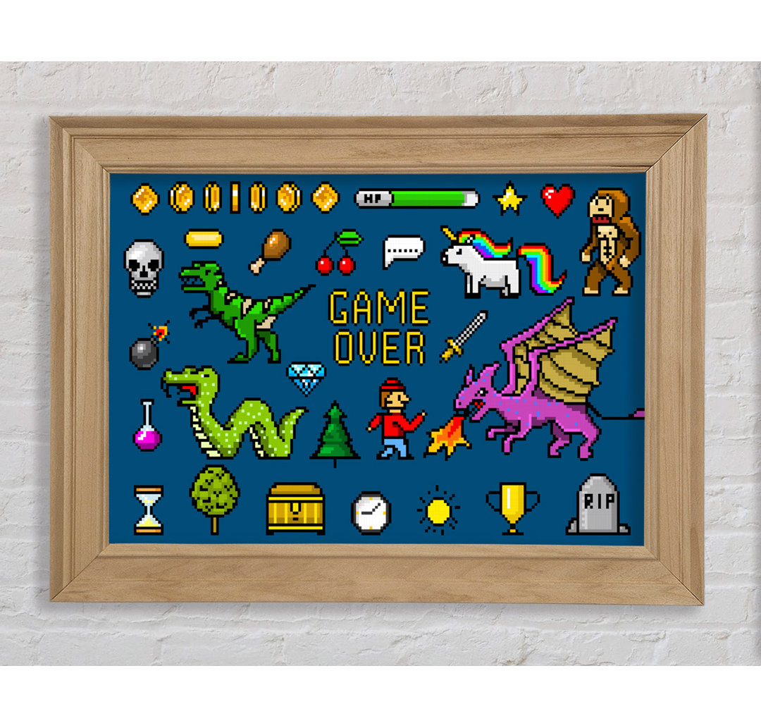 Game Over 8 Bit - Einzelne Bilderrahmen Kunstdrucke